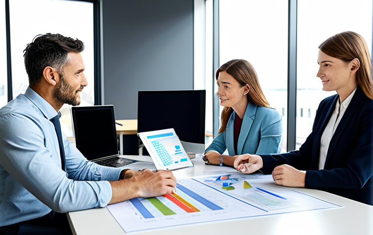 Sustainable Business Strategy**
"A diverse team of professionals collaborating around a table in a bright, modern office, reviewing charts displaying environmental impact and financial growth. Focus on collaboration and data analysis. Fully clothed, appropriate attire, safe for work, perfect anatomy, natural proportions, professional business photography, high quality."
**