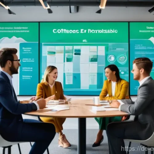 Home 28 친환경 마케팅 직무 기술 향상 - **Prompt:** A diverse team of marketing professionals, all fully clothed in smart business casual at...