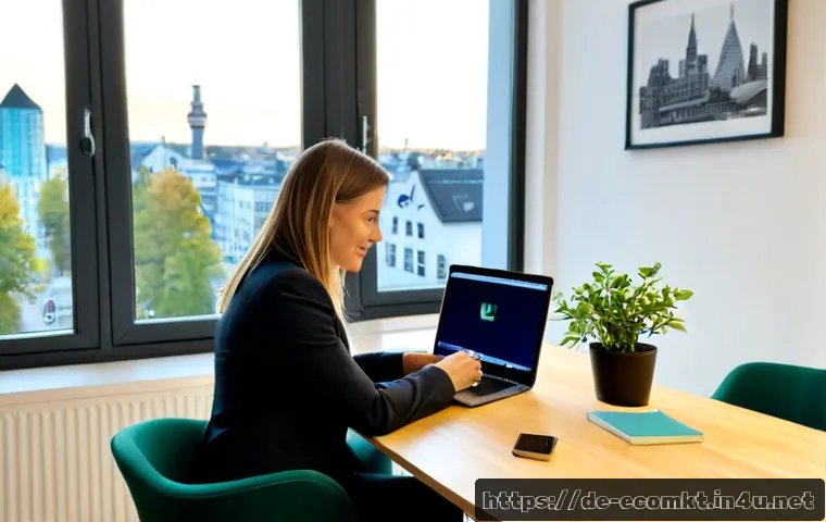 친환경 마케터의 직무와 역할 - Photorealistic eco-friendly marketing professional in a bright modern German office, a confident adu...